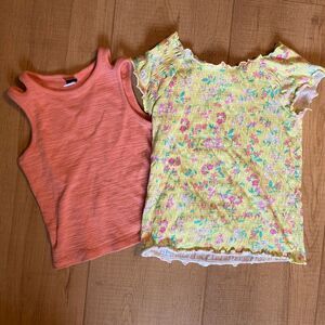 Bundle girls 7/8 floral summer tank top tshirt yellow orange old navy children’s